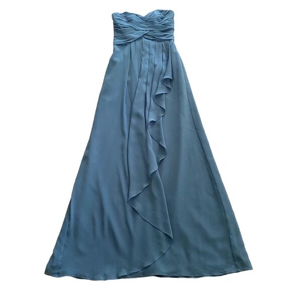 David’s Bridal | Crinkle Chiffon Dress with Cascade Skirt, Size 0 - Picture 2 of 12